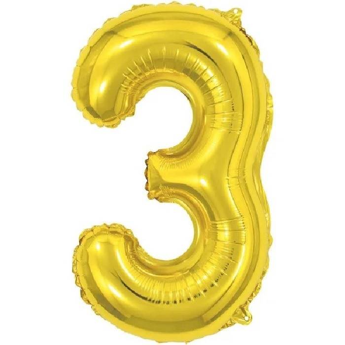 BALAO METALIZADO NUMEROS 40CM DOURADO